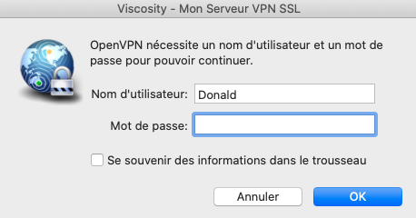 Confirmation de l'établissement de la connexion.