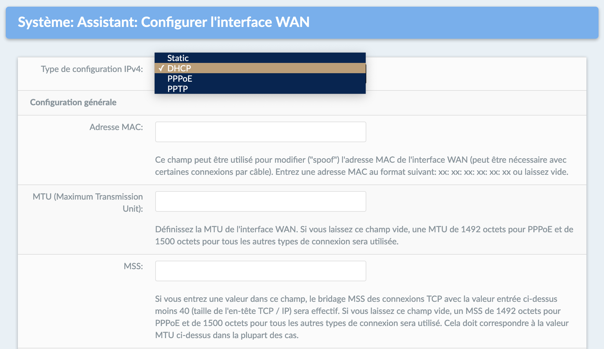 DynFi Firewall configuration de l'interface WAN - DynFi Firewall l'alternative pfSense & OPNsense
