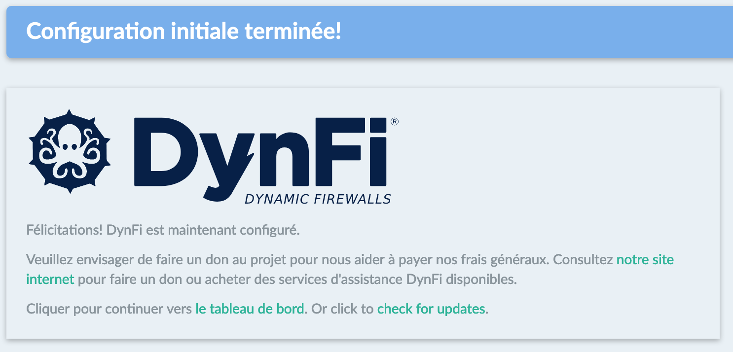 DynFi Firewall finalisation de la configuration via l'assistant - DynFi Firewall l'alternative pfSense & OPNsense
