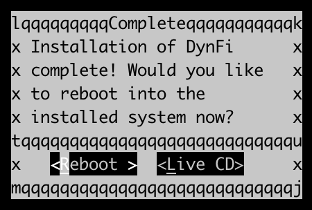 Installation de DynFi firewall reboot - DynFi Firewall l'alternative pfSense & OPNsense