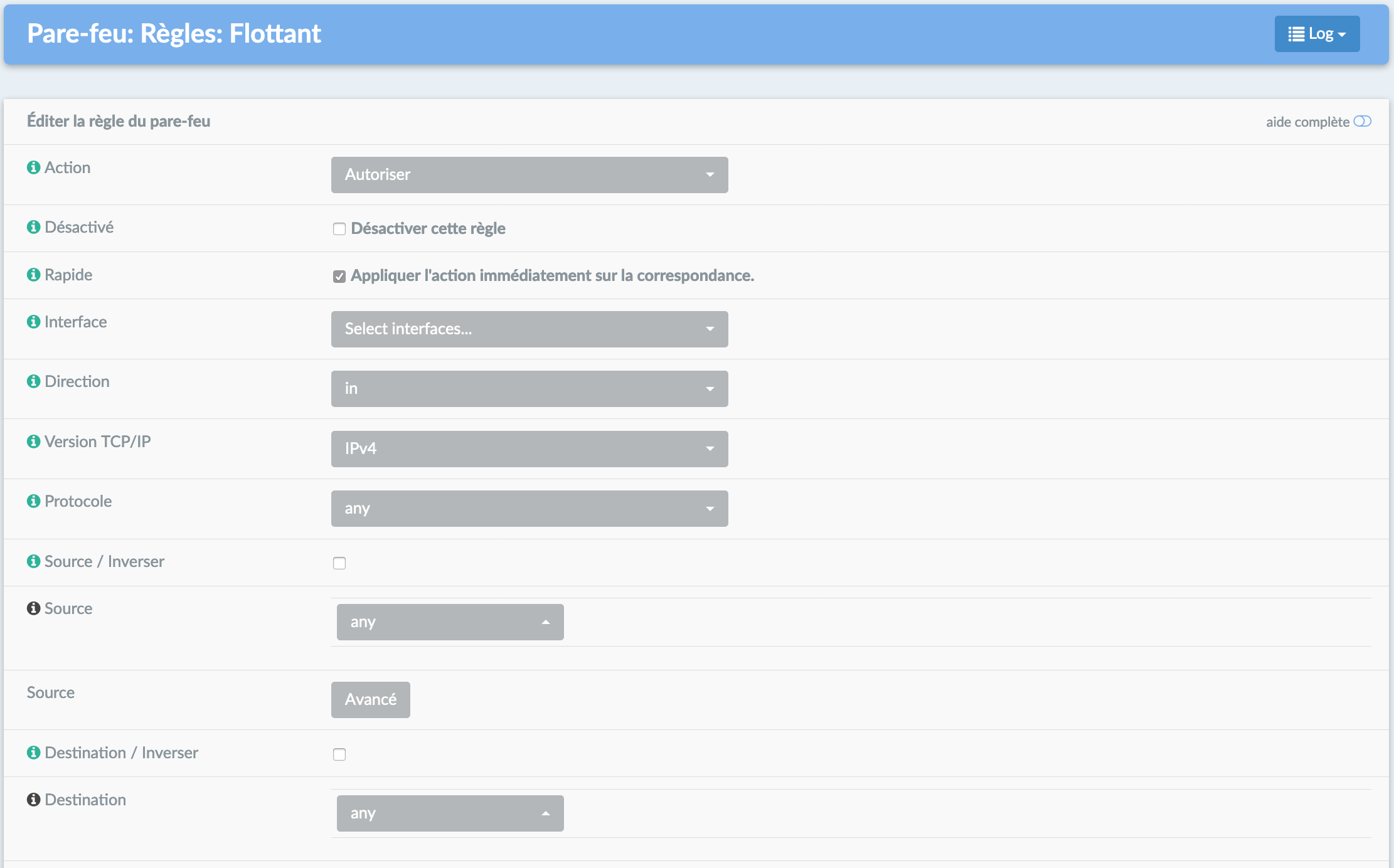 DynFi Firewall les règles flottantes au sein du firewall - DynFi Firewall faster than pfSense and OPNsense